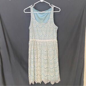 Alter'd State Teal And White Lace Dress Women's Size Medium EUC